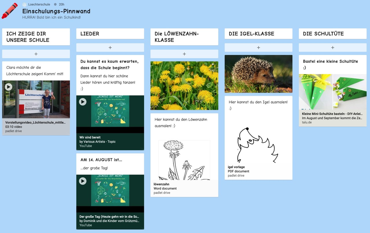 Einschulung-Pinnwand